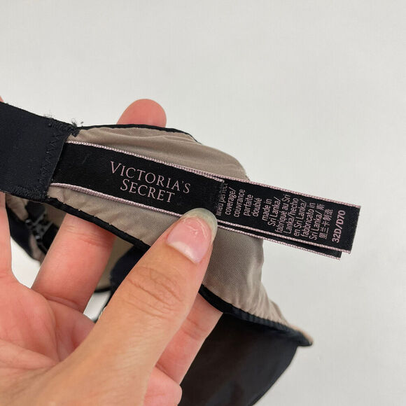 VICTORIAS SECRET Lined Perfect Coverage Black/Nude Underwire Bra Multiway 32D - Picture 6 of 9